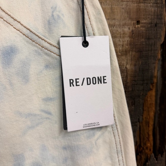 Re/Done Super High Rise Cargos Wide Leg Tie Dye Jeans Cream Blue denim NWT 26 - Picture 12 of 13